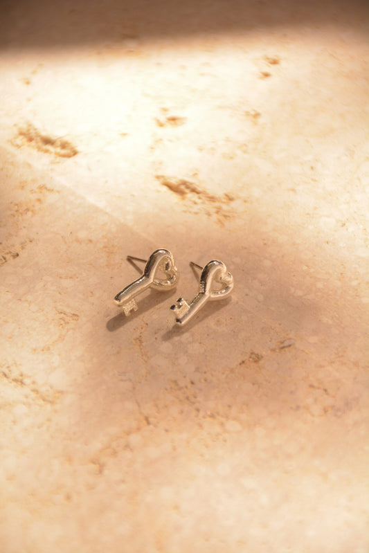 Keys Silver Earrings