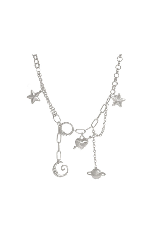 Multi Charm Necklace – Silver
